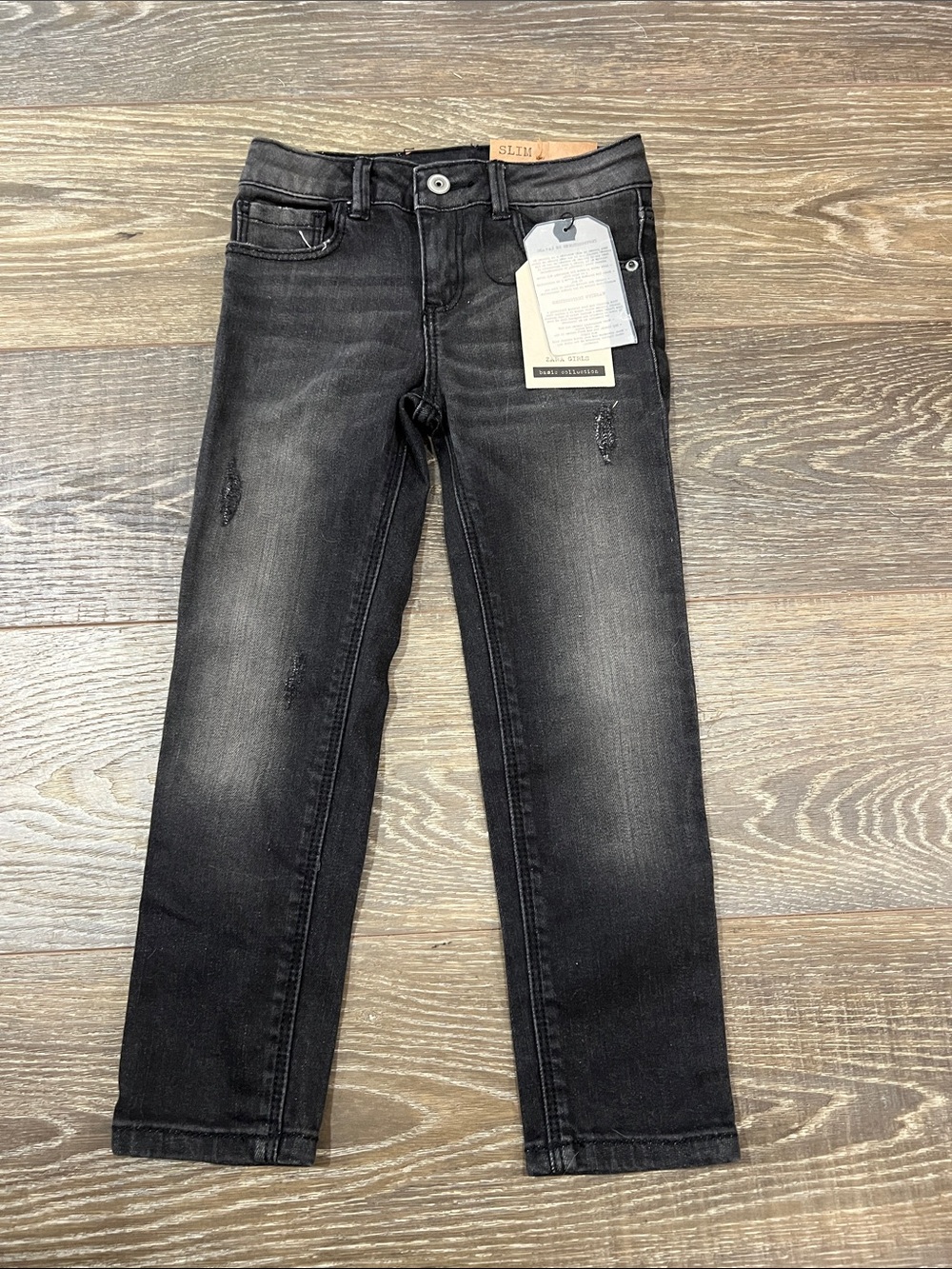 Zara Boys Black Washed Slim Jeans